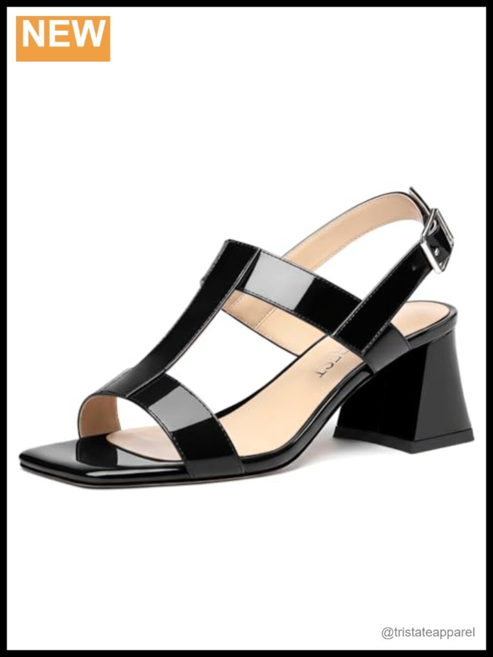 Women's Block Heel Sandals Square Open Toe Ankle Strap 2.5 Inch Chunky Heel